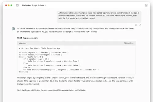 Importeer FileMaker scripts geschreven door ChatGPT